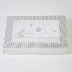 Juego de sábanas cuna franela elefante blanco/gris