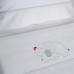 Juego de sábanas cuna franela elefante blanco/gris