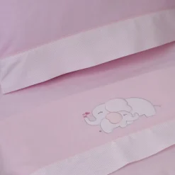 Juego de sábanas cuna franela elefante rosa