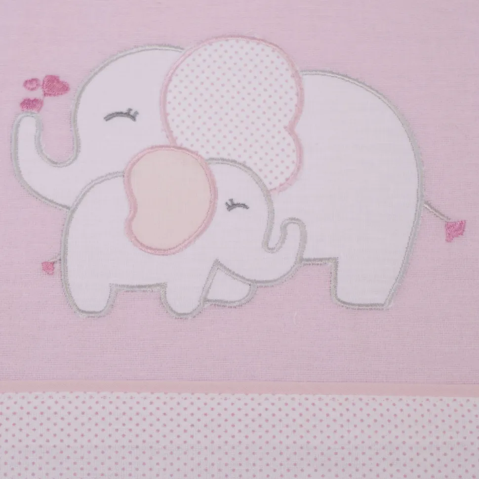 Juego de sábanas cuna franela elefante rosa