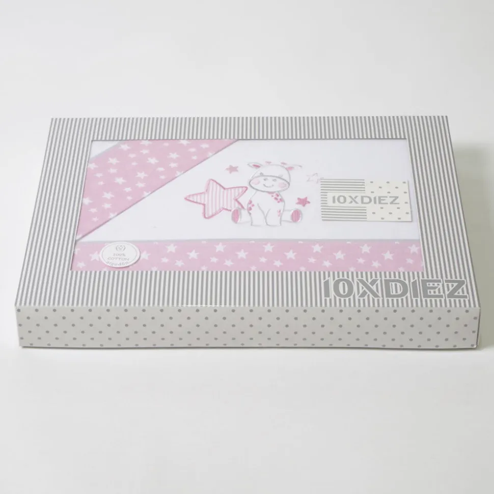 Juego de sábanas cuna franela jirafa 378 blanco/rosa