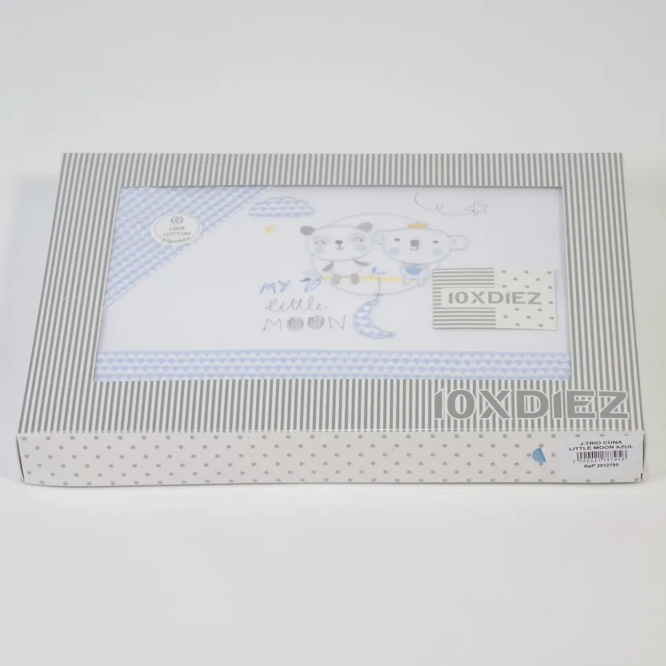 Juego de sábanas cuna franela little moon blanco/gris