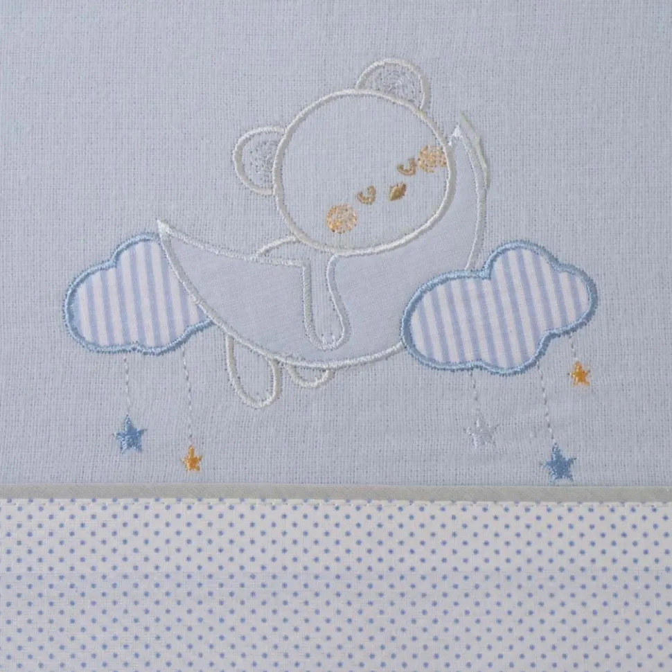 Juego de sábanas cuna franela oso luna 386 blanco/azul