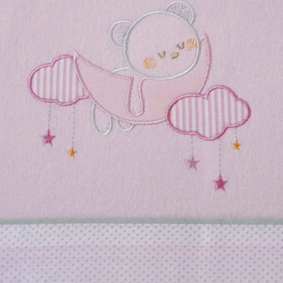 Juego de sábanas cuna franela oso luna 386 rosa