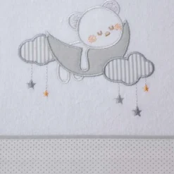 Juego de sábanas cuna franela oso luna 386 blanco/gris