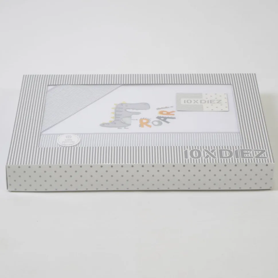 Juego de sábanas cuna franela roar 327 blanco/gris
