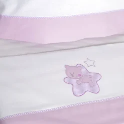Juego de sábanas cuna franela star blanco/lila
