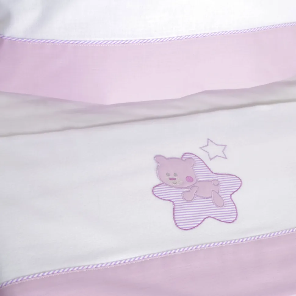 Juego de sábanas cuna franela star blanco/lila