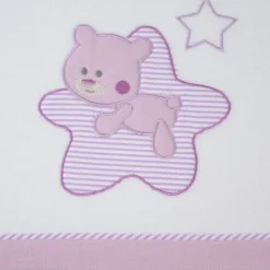 Juego de sábanas cuna franela star blanco/lila