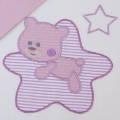 Juego de sábanas cuna franela star blanco/lila