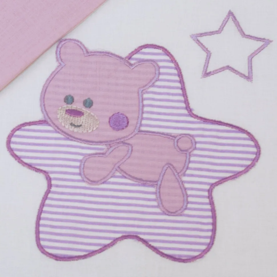 Juego de sábanas cuna franela star blanco/lila