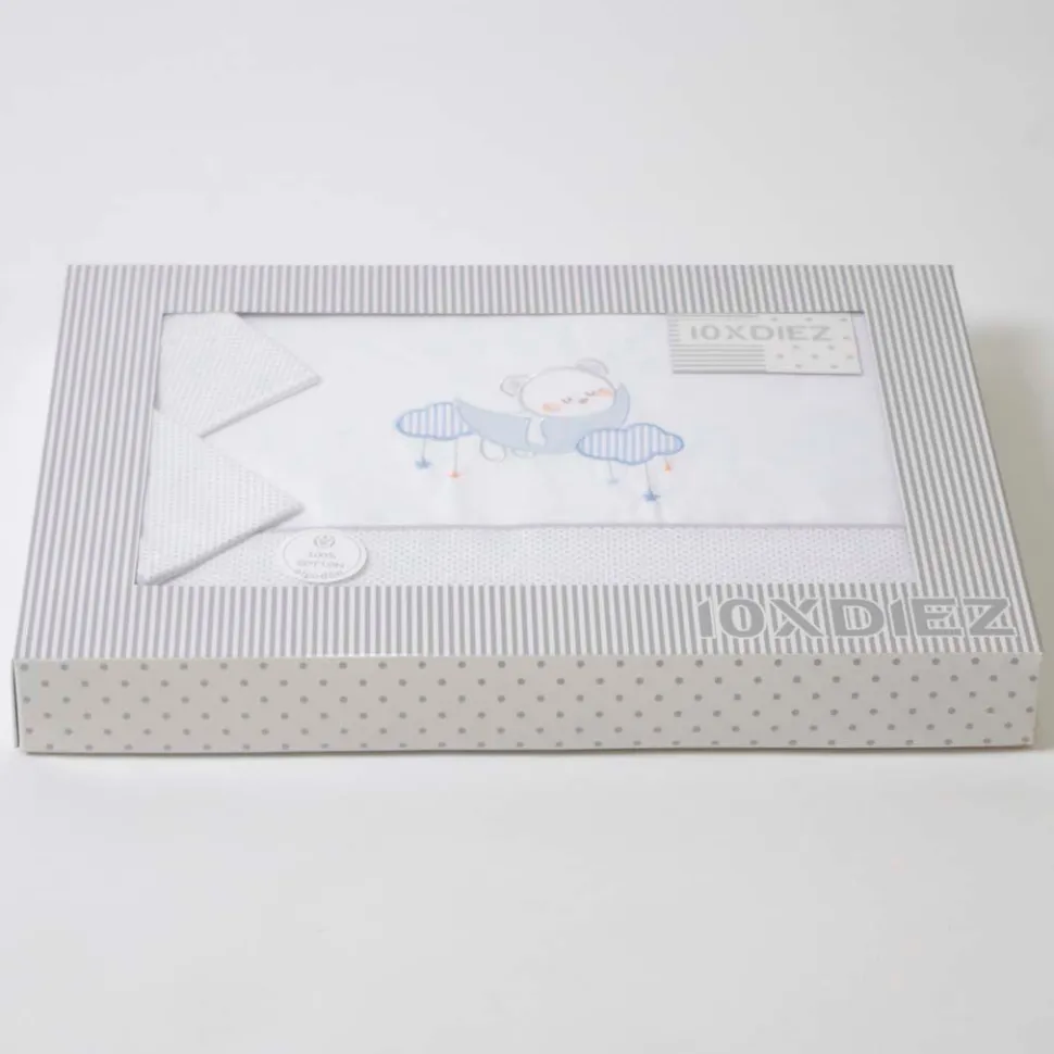 Juego de sábanas cuna oso luna 386 bco/azul
