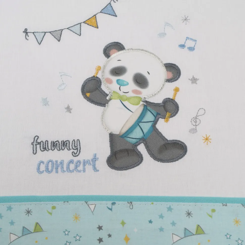 Juego de sábanas cuna panda 293 blanco/turquesa