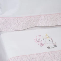 Juego de sábanas cuna unicornio 124 blanco/rosa