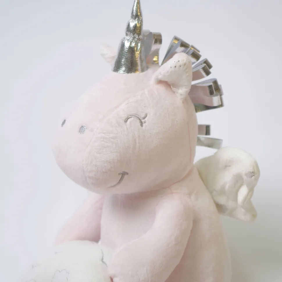 Manta + unicornio de peluche rosa
