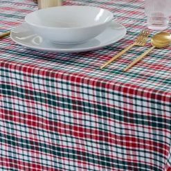 Mantel cotton cuadro verde y rojo