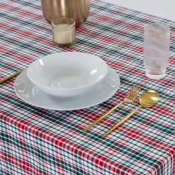 Mantel cotton cuadro verde y rojo