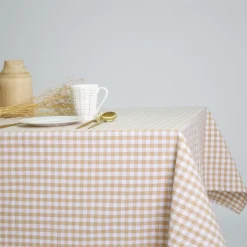 Mantel cotton cuadro vichy beige