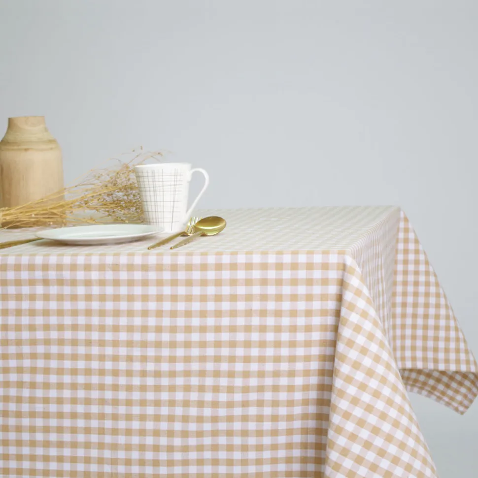 Mantel cotton cuadro vichy beige