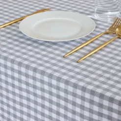 Mantel cotton cuadro vichy gris