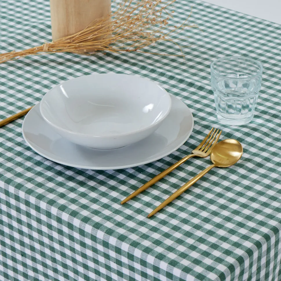 Mantel cotton vichí verde