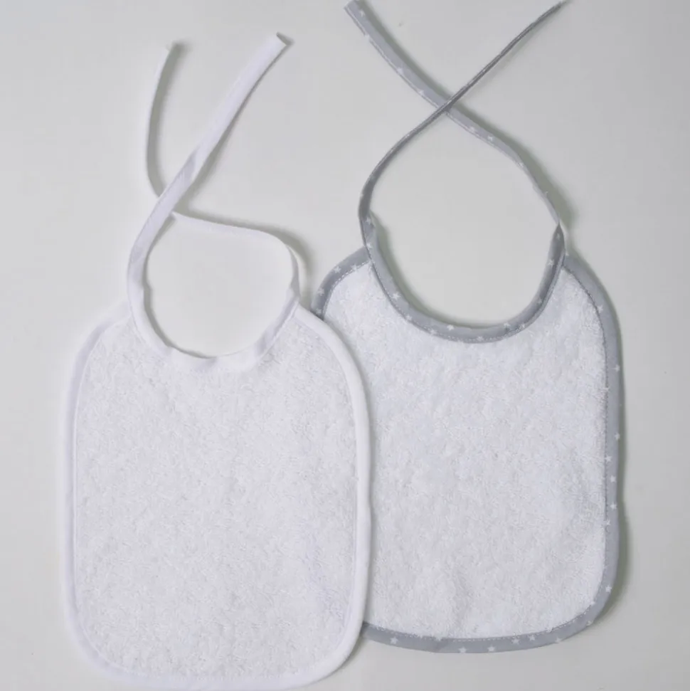 Pack 2 baberos rizo blanco y blanco/gris