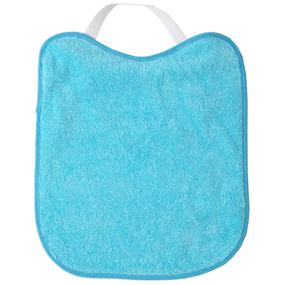 Pack 3 baberos rizo guardería color turquesa con elástico. Lavables, exterior de rizo y reverso impermeable. Medidas: 33x29cm