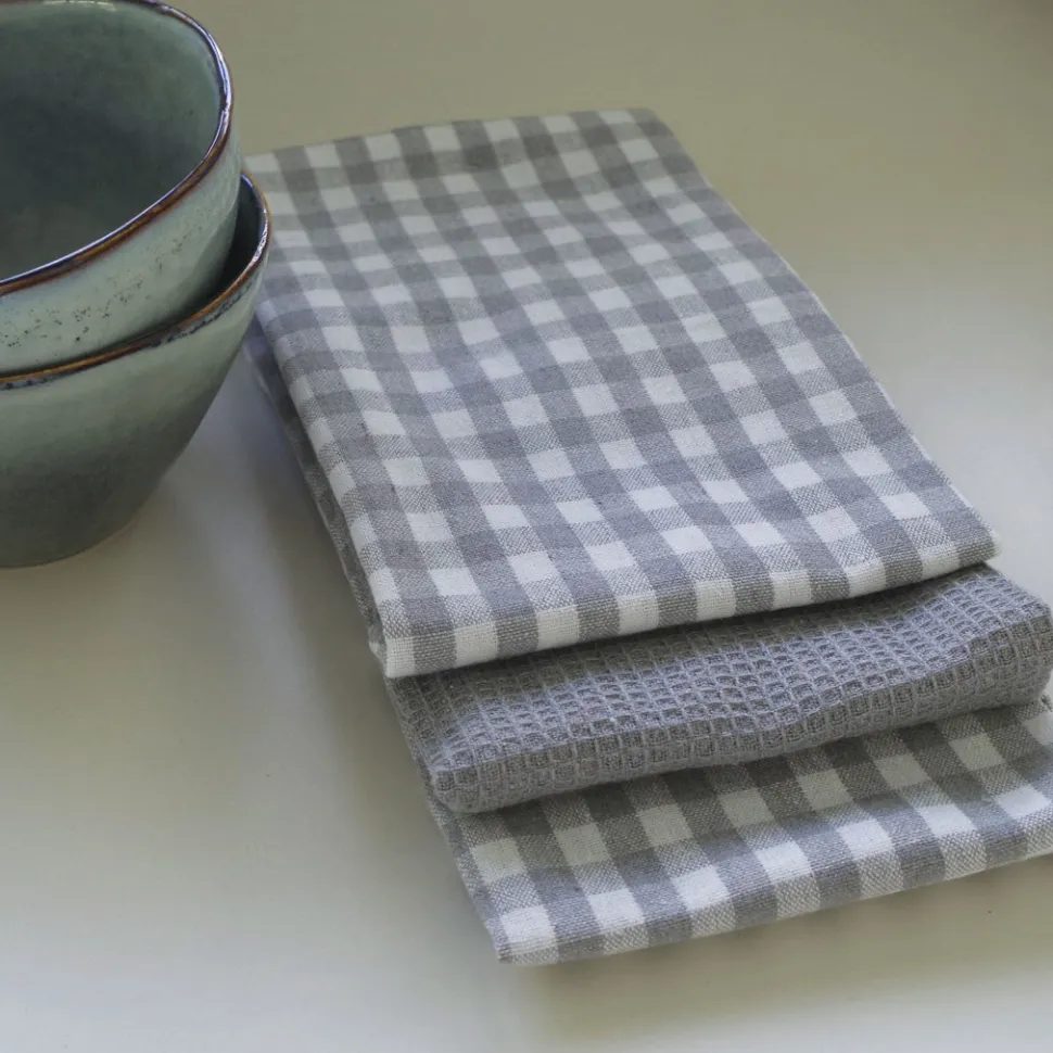 Paño de cocina cotton gris pack 3 unidades