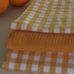 Paño de cocina cotton mostaza pack 3 unidades