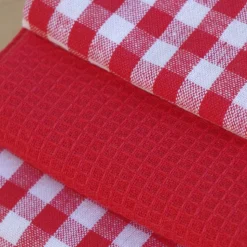 Paño de cocina cotton rojo pack 3 unidades