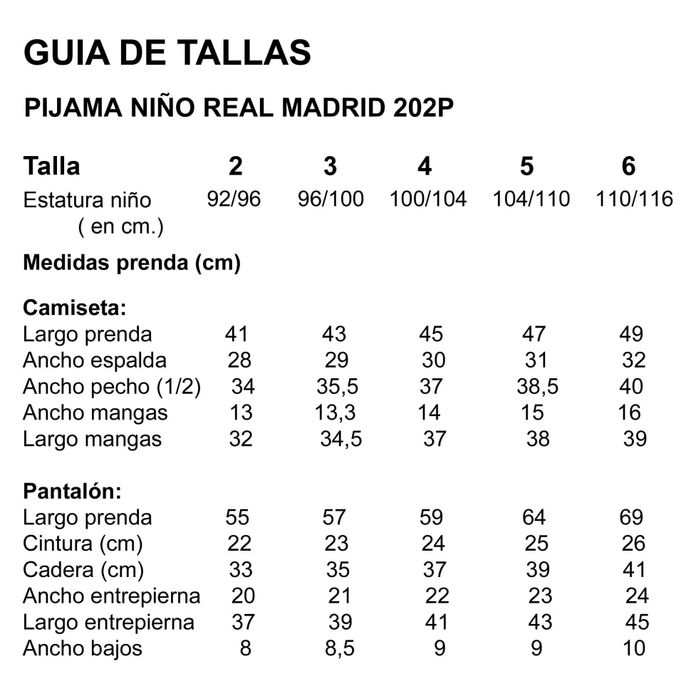 Pijama niño real madrid 202 tondosado